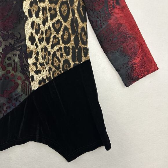 Calessa Velvet Burnout Tunic Top Womens L Artsy Edgy Boho Whimsigoth Mob Wife - Picture 3 of 16